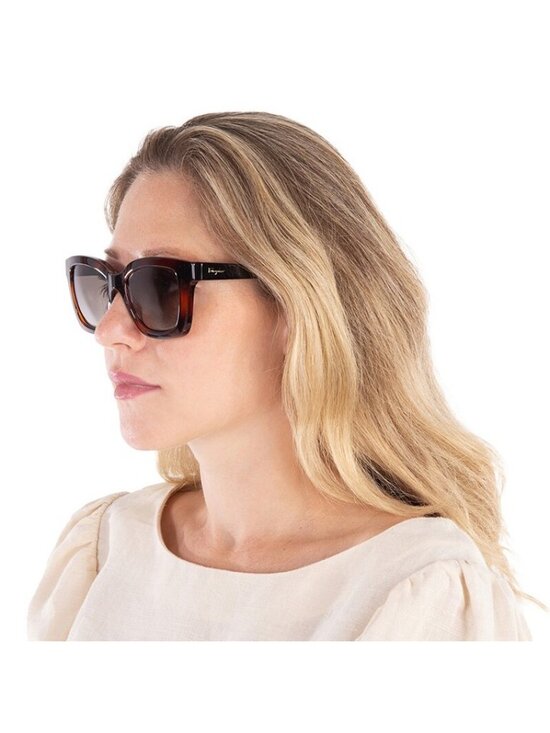 Salvatore Ferragamo SF955S 214 Sunglasses Havana Square Frame, Brown Lenses main image 5